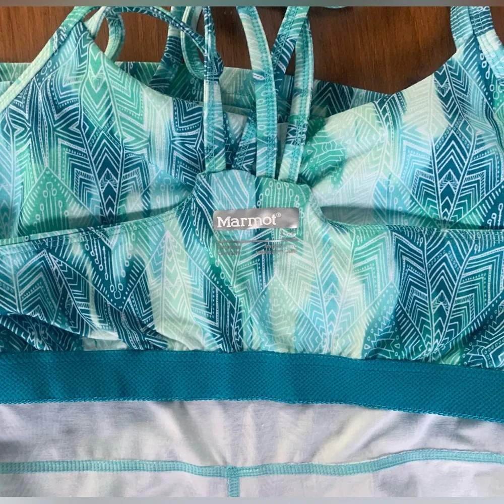 MARMOT Turquoise Strapy Dress with shelf bra, Large. - Picture 5 of 11